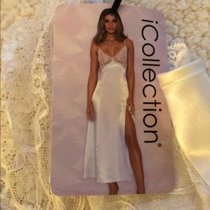 Long White Slip with Slit